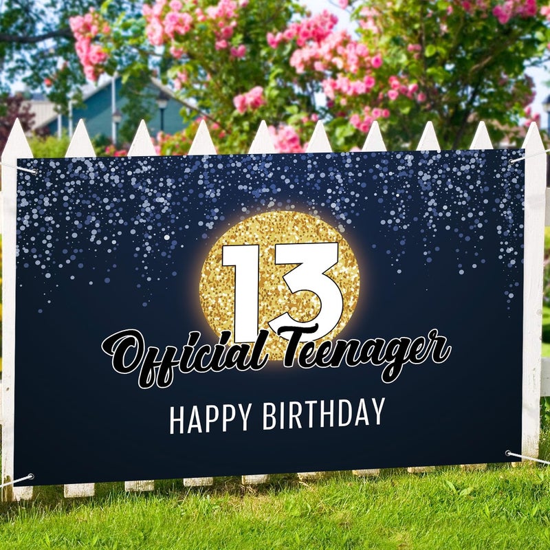 INNORU Large 13th Birthday Backdrop Banner, Happy 13th Birthday Poster Backdrop, Teenager Thirteen Bday Party Home Outdoor Decoration Sign 6x4 ft - Image 5